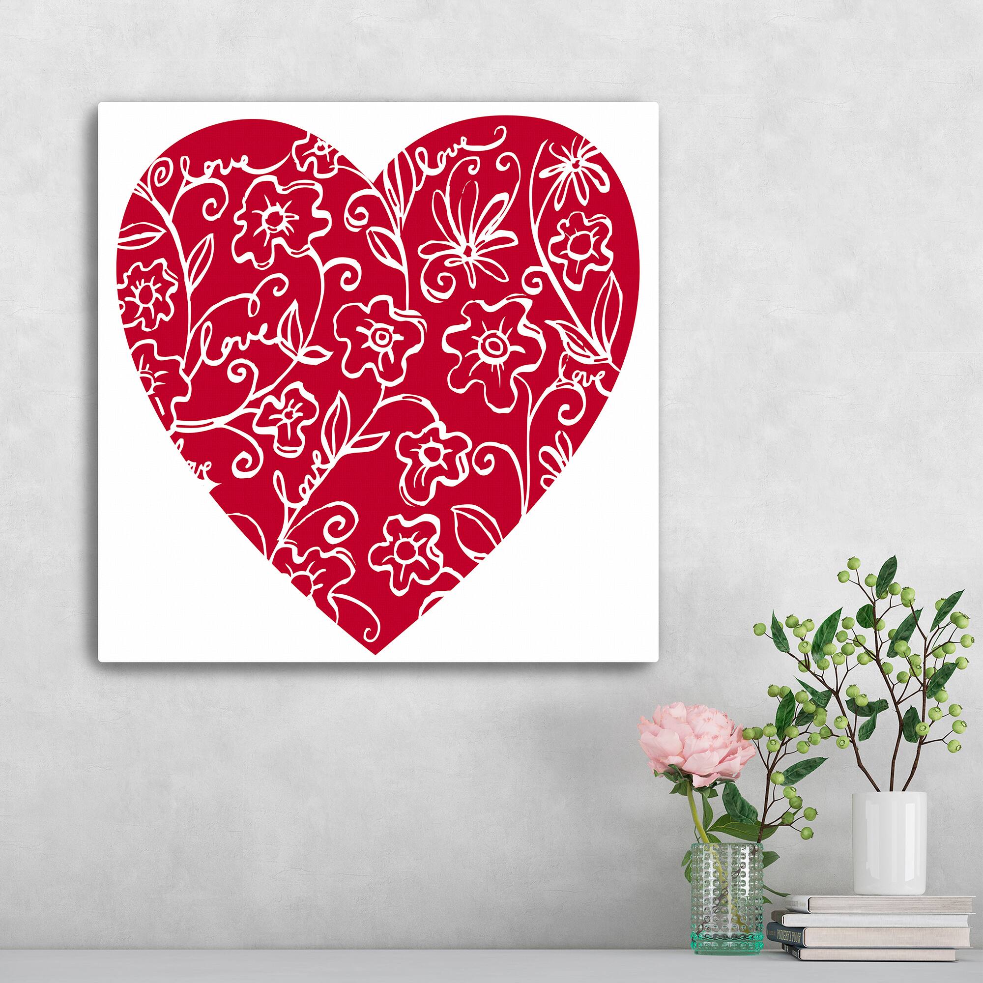 Japanese Flower Heart Canvas Giclée Art